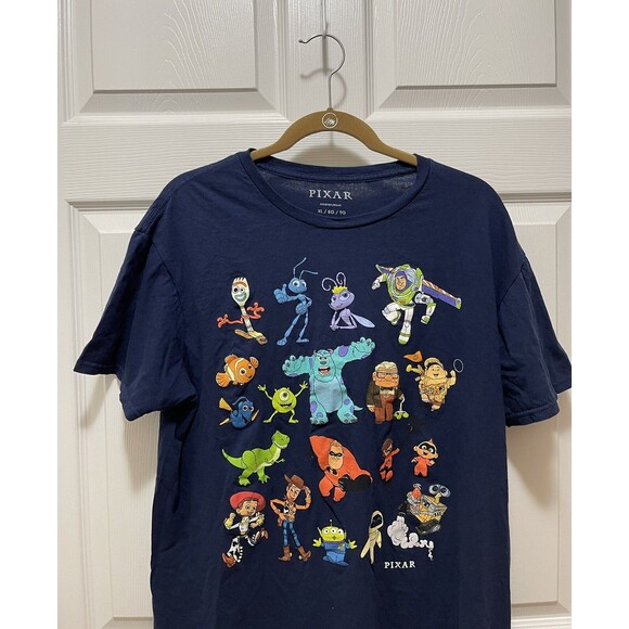 Disney Pixar Adult Unisex Tee T-Shirt Movie Characters Graphic Size XL Blue - Picture 2 of 5